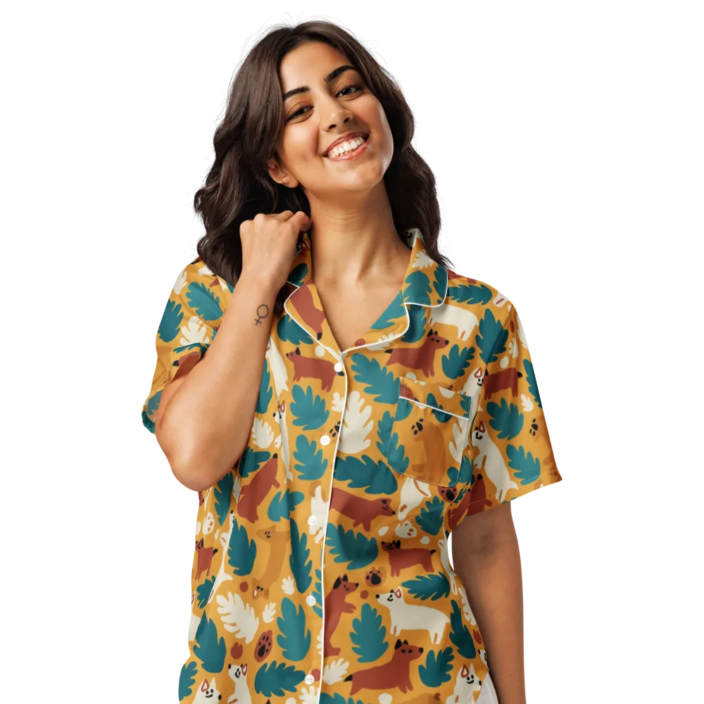 Amberwood Menagerie on Women's Short Sleeve Pajama Top — Front