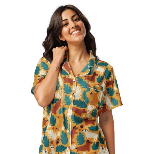 Amberwood Menagerie on a Women's Short Sleeve Pajama Top