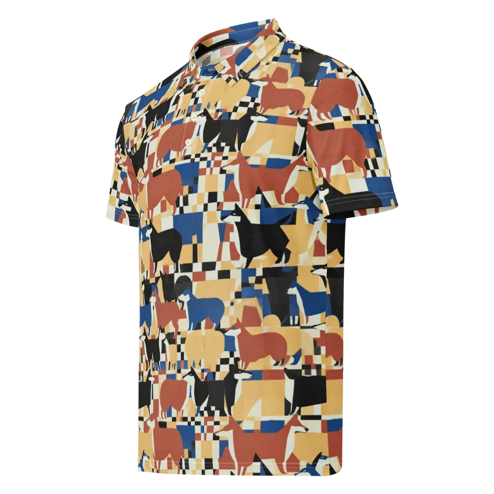 Canine Construct on Men's Slim Fit Polo Shirt — Left Front