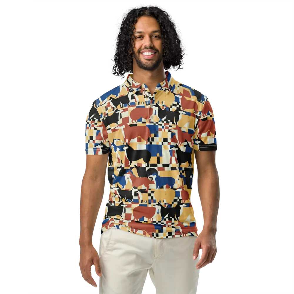 Canine Construct on Men's Slim Fit Polo Shirt — Front