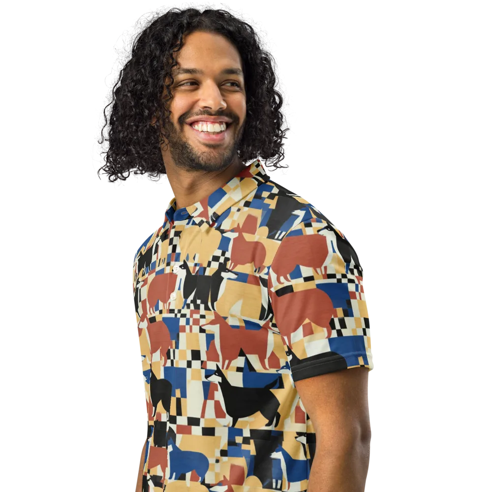 Canine Construct on Men's Slim Fit Polo Shirt — Left Front