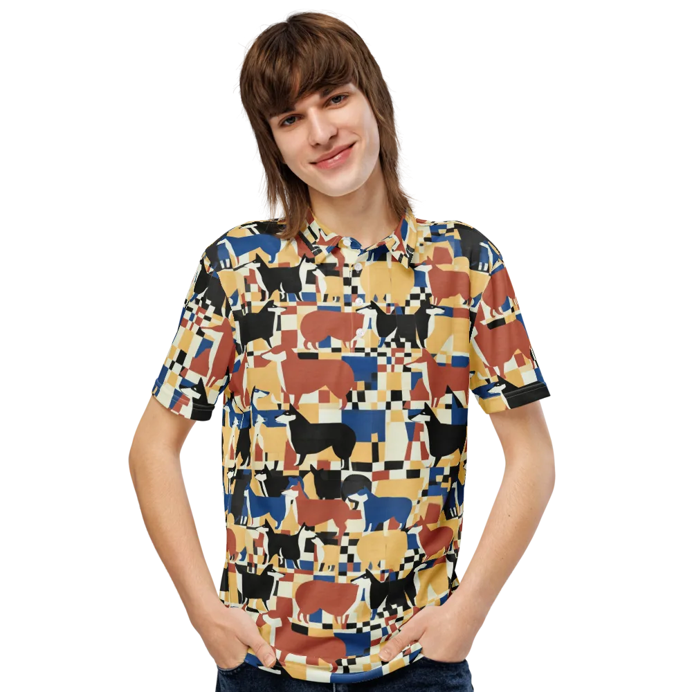 Canine Construct on Men's Slim Fit Polo Shirt — Front