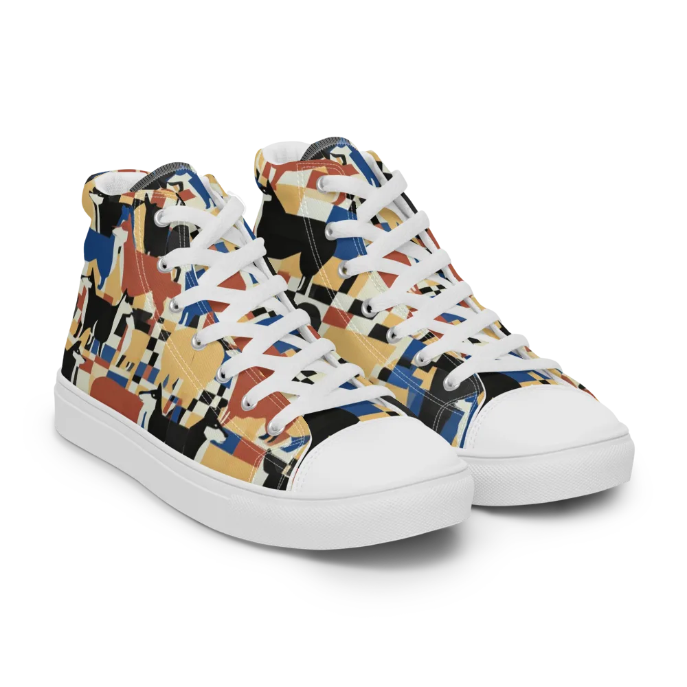 Canine Construct on Men's High Top Canvas Shoes — Right Front