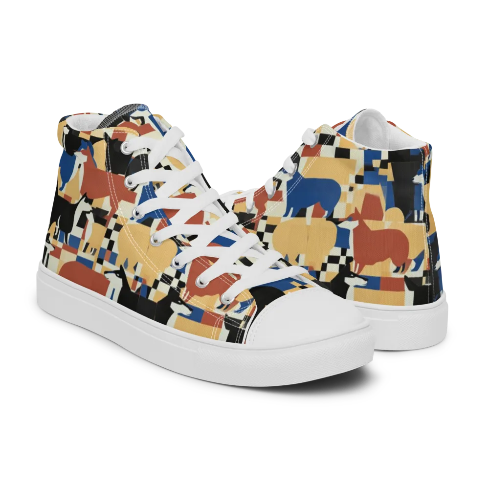Canine Construct on Men's High Top Canvas Shoes — Right