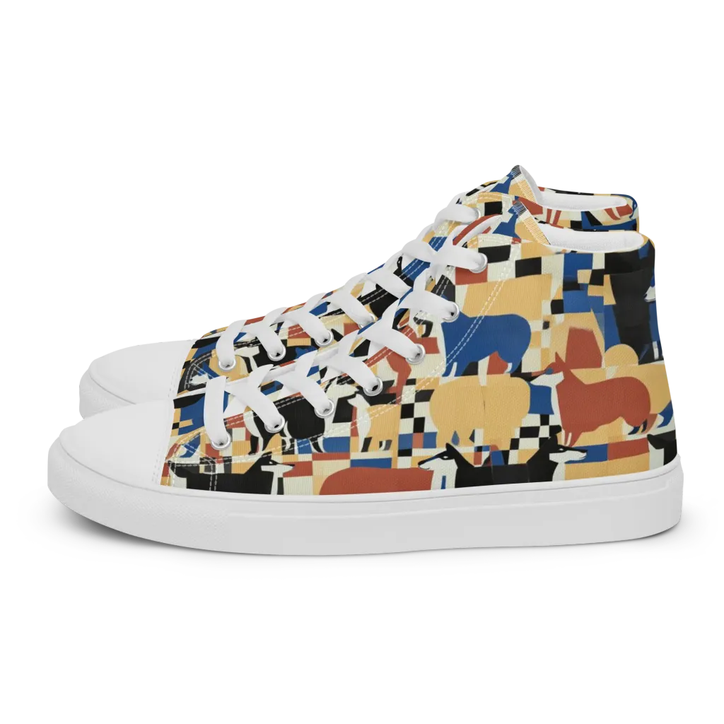 Canine Construct on Women's High Top Canvas Shoes — Left