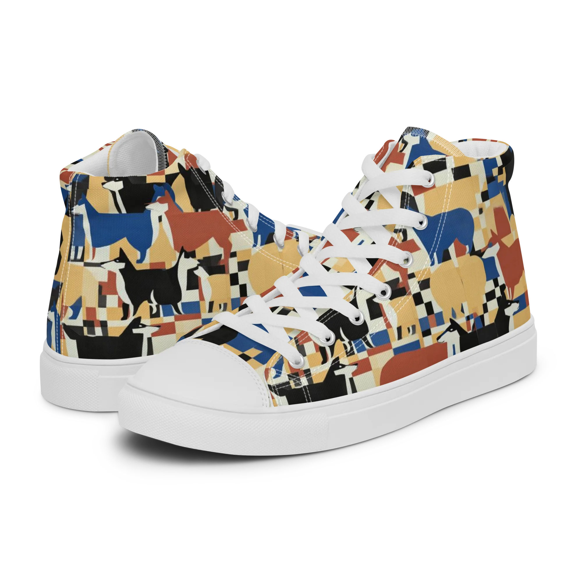 Canine Construct on Women's High Top Canvas Shoes — Left