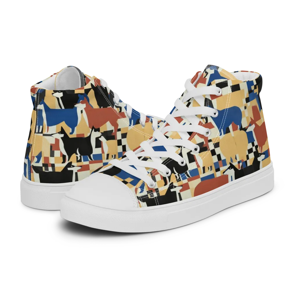 Canine Construct on Women's High Top Canvas Shoes — Left