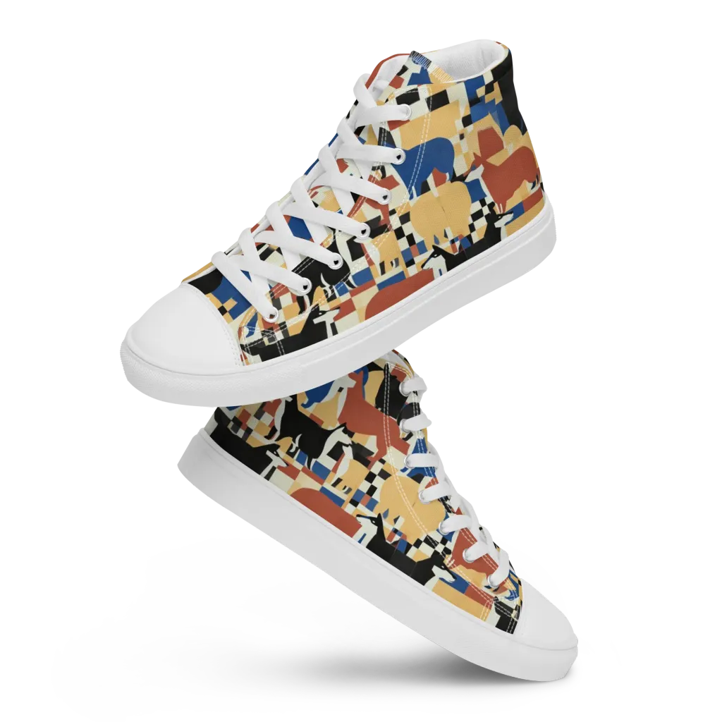 Canine Construct on Women's High Top Canvas Shoes — Front