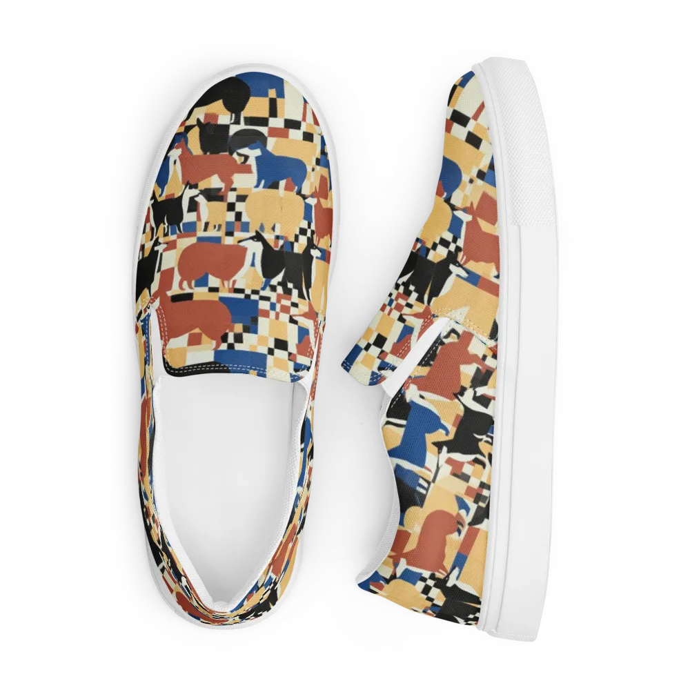 Canine Construct on Men's Slip-On Canvas Shoes — Front