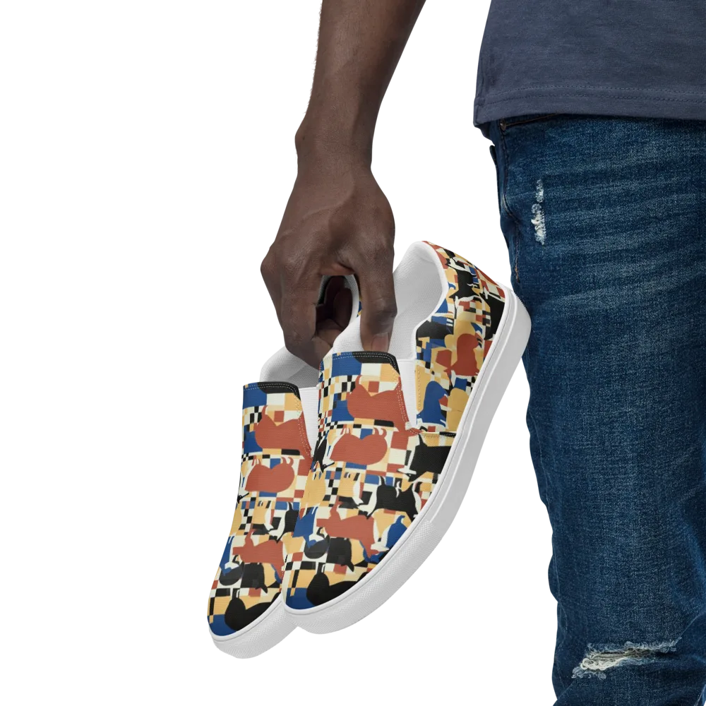 Canine Construct on Men's Slip-On Canvas Shoes — Left Front