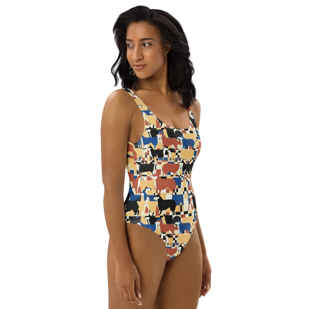 Canine Construct on One-Piece Swimsuit — Right