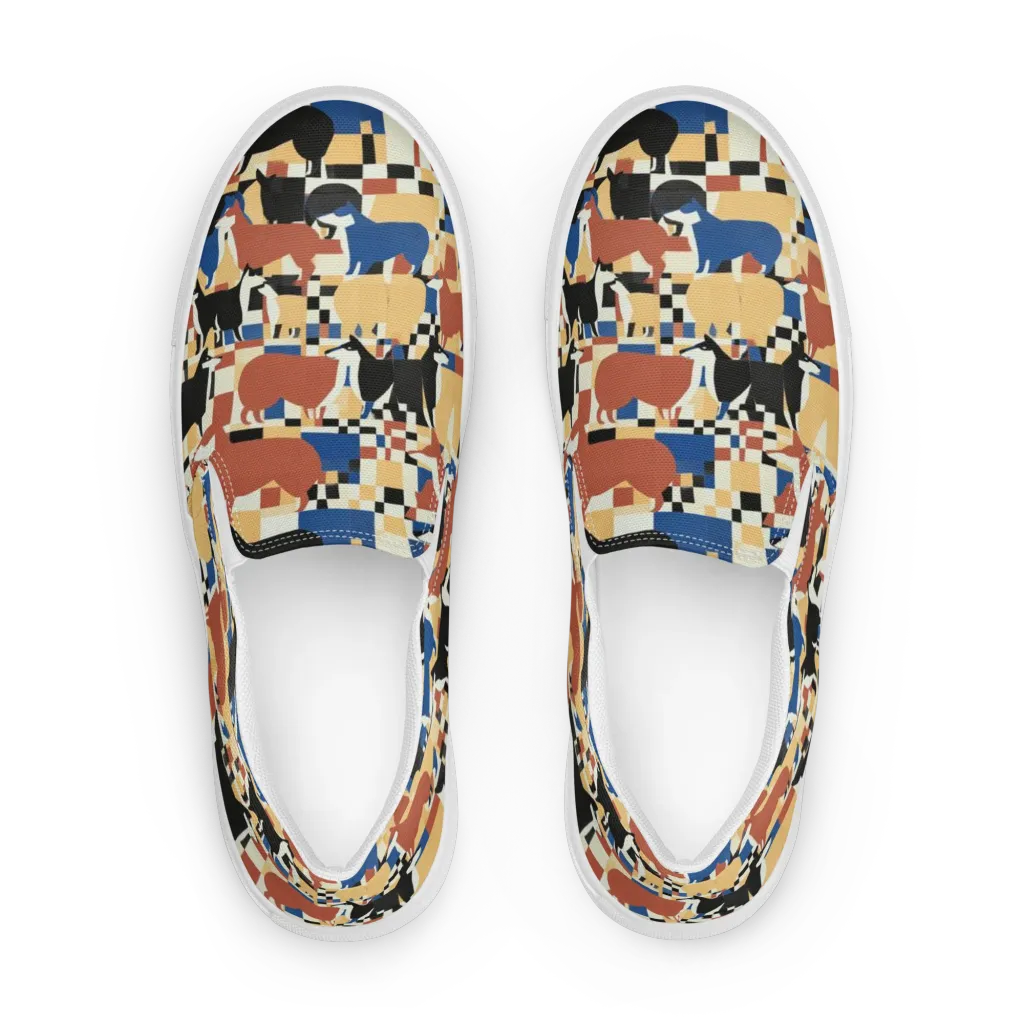 Canine Construct on Women's Slip-On Canvas Shoes — Front