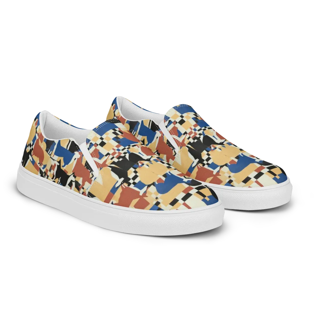 Canine Construct on Women's Slip-On Canvas Shoes — Right Front