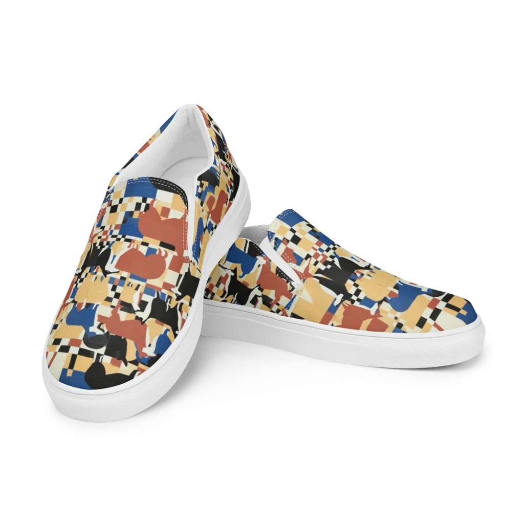 Canine Construct on Women's Slip-On Canvas Shoes — Left Front