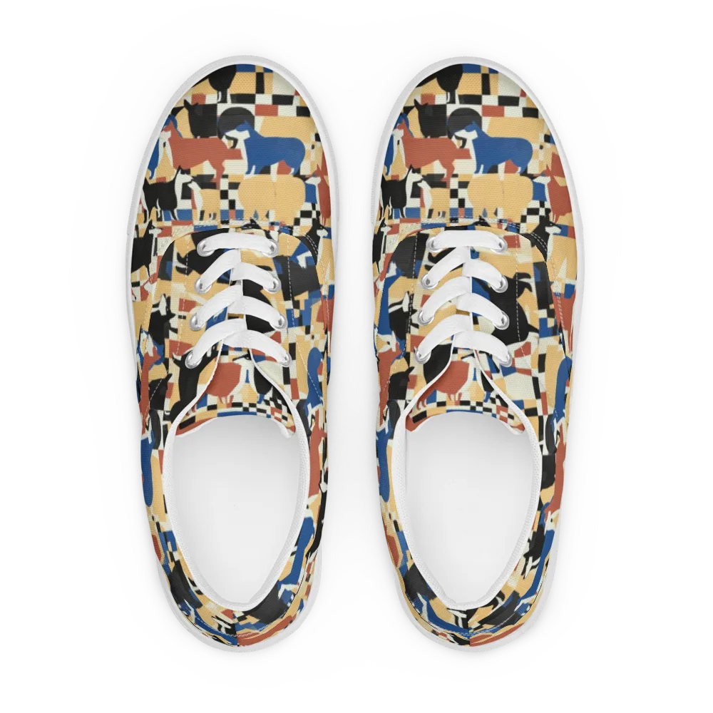 Canine Construct on Men's Lace-Up Canvas Shoes — Front