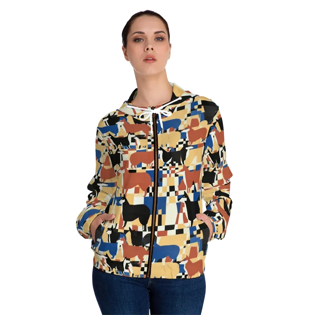 Canine Construct on Women's Full-Zip Hoodie — Front On Person