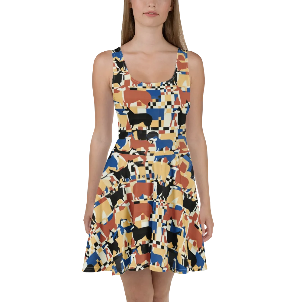 Canine Construct on Skater Dress — Front
