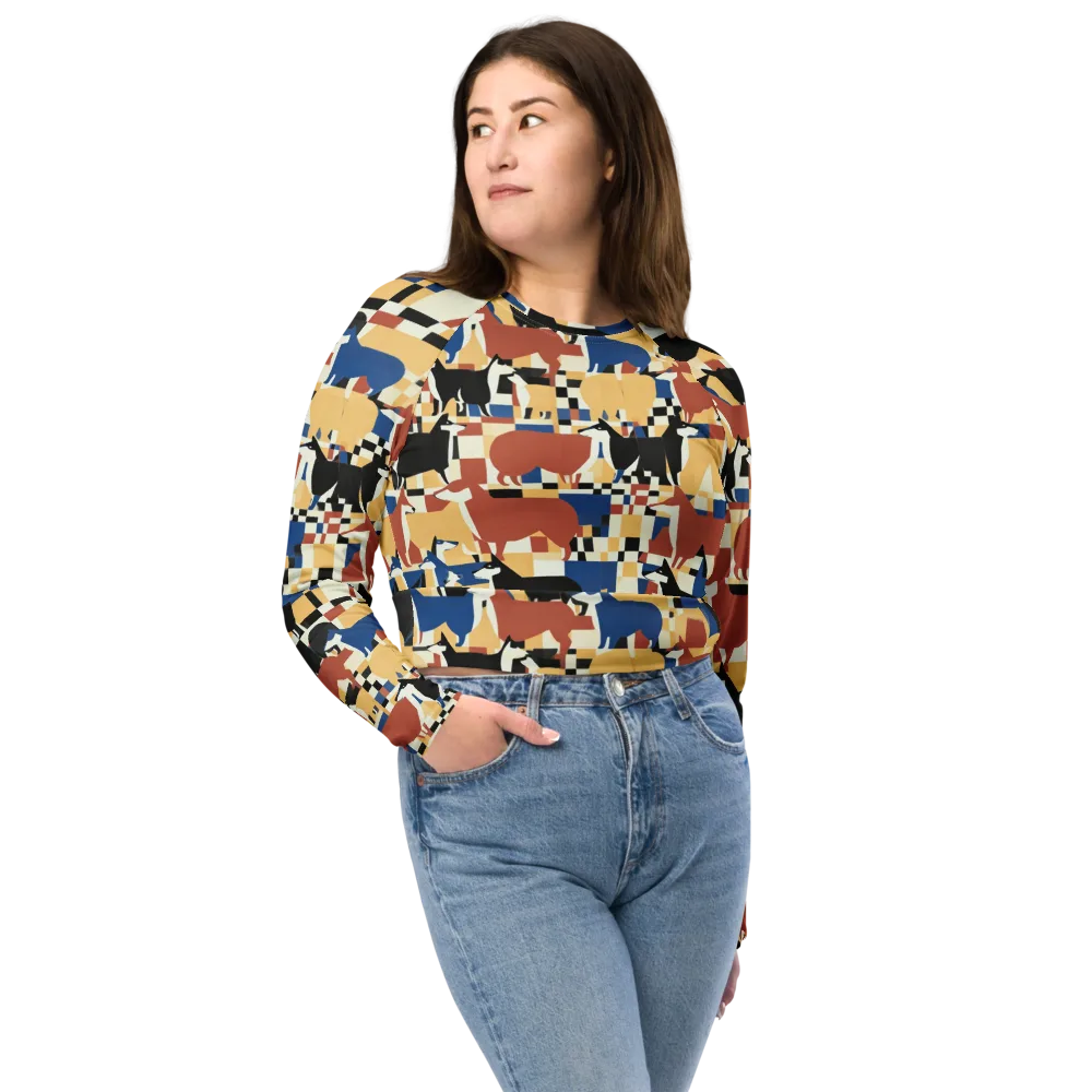 Canine Construct on Long Sleeve Crop Top — Front