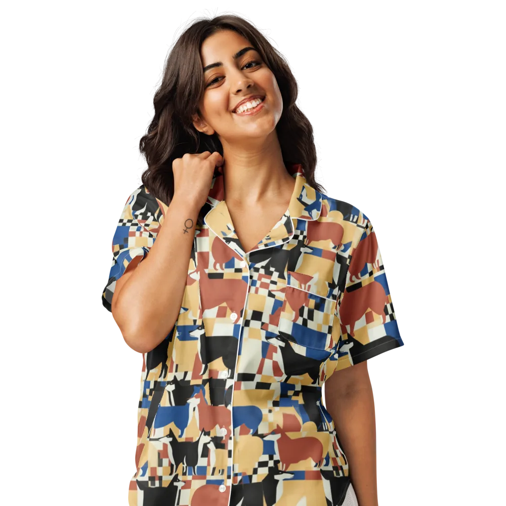 Canine Construct on Women's Short Sleeve Pajama Top — Front