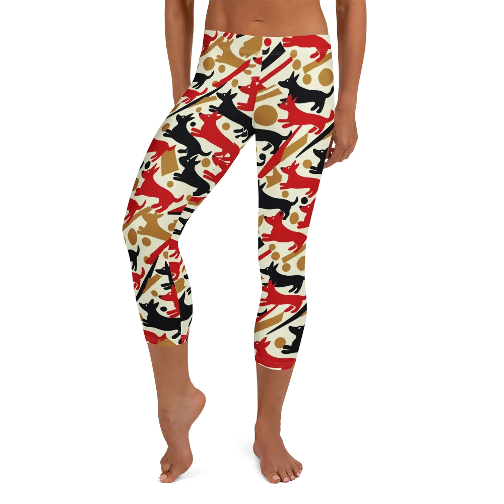 Redline Hounds on Capri Leggings — Front