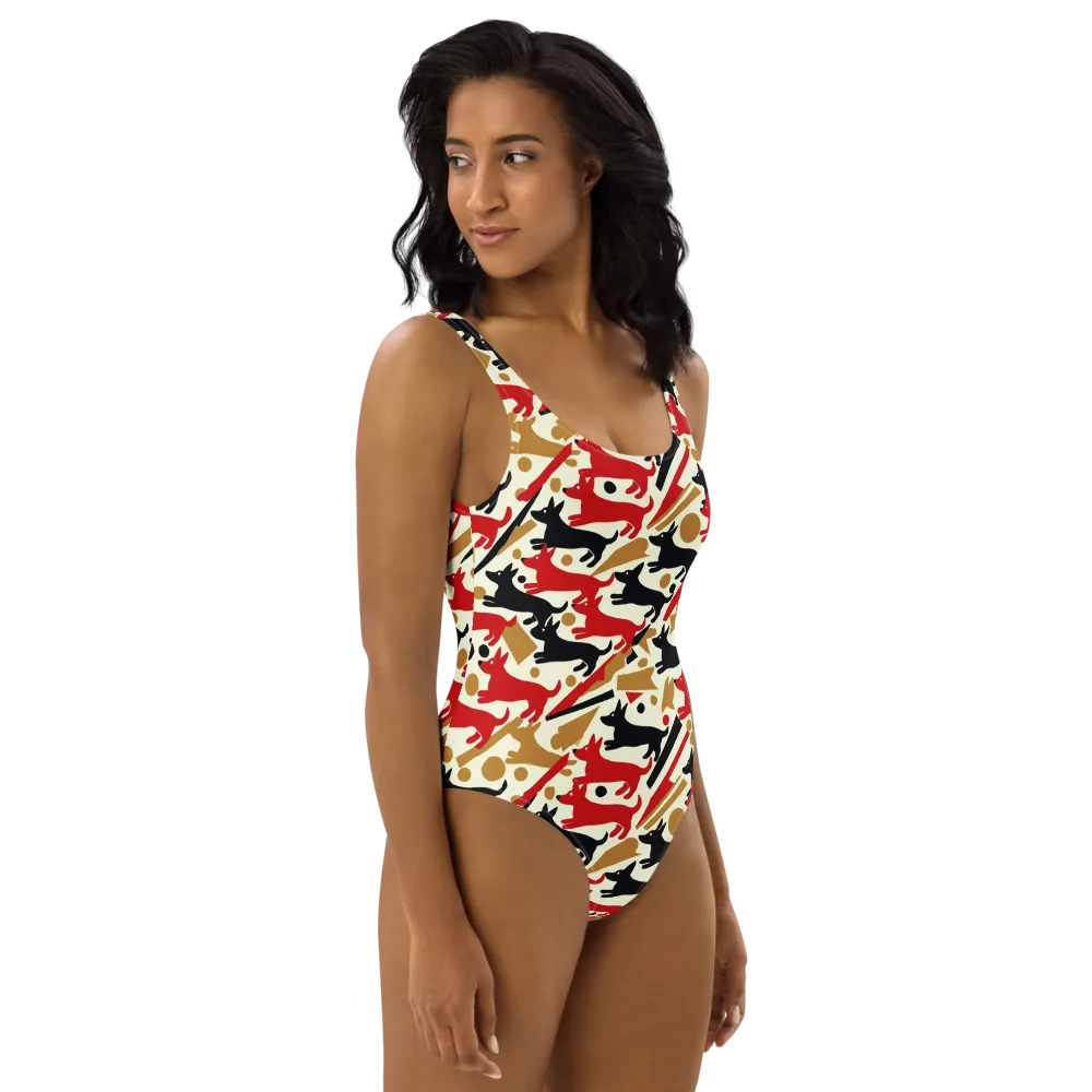 Redline Hounds on One-Piece Swimsuit — Right