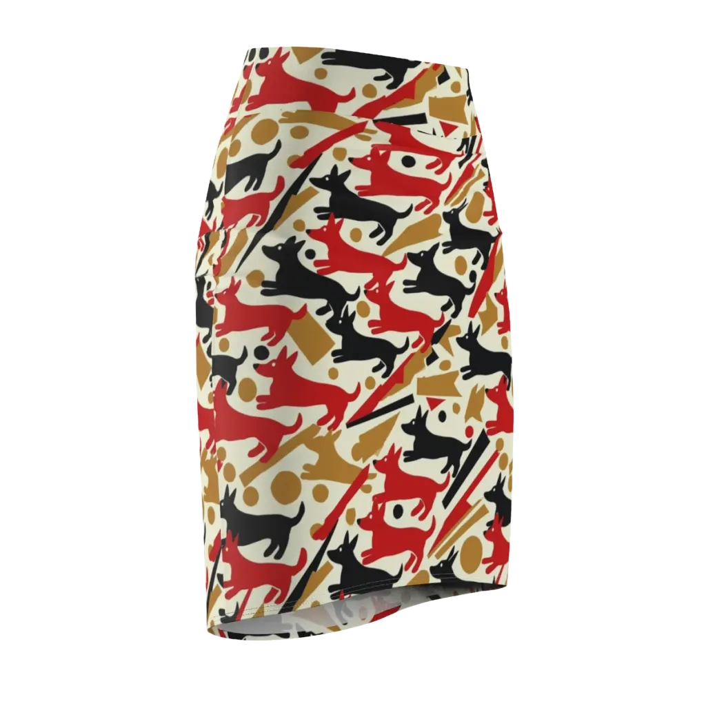 Redline Hounds on Pencil Skirt — Front Side
