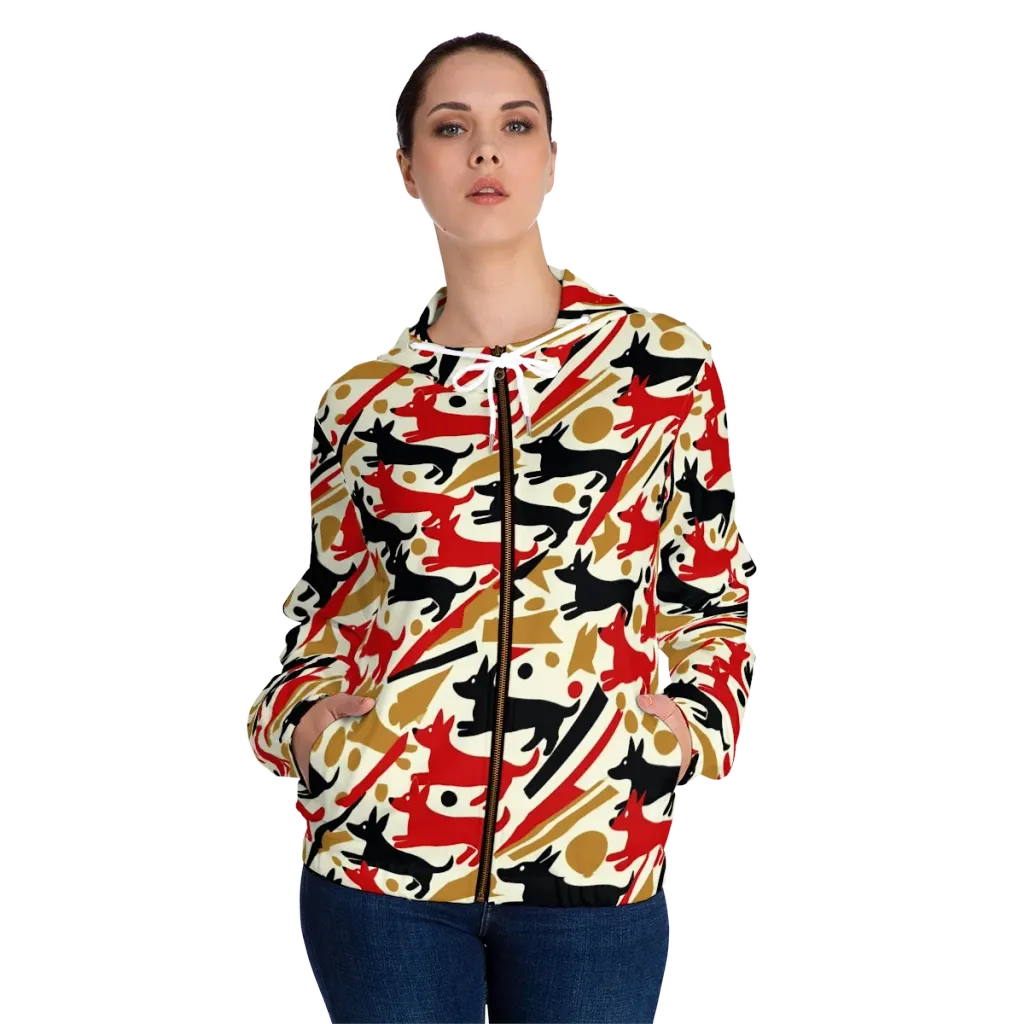 Redline Hounds on Women's Full-Zip Hoodie — Front On Person