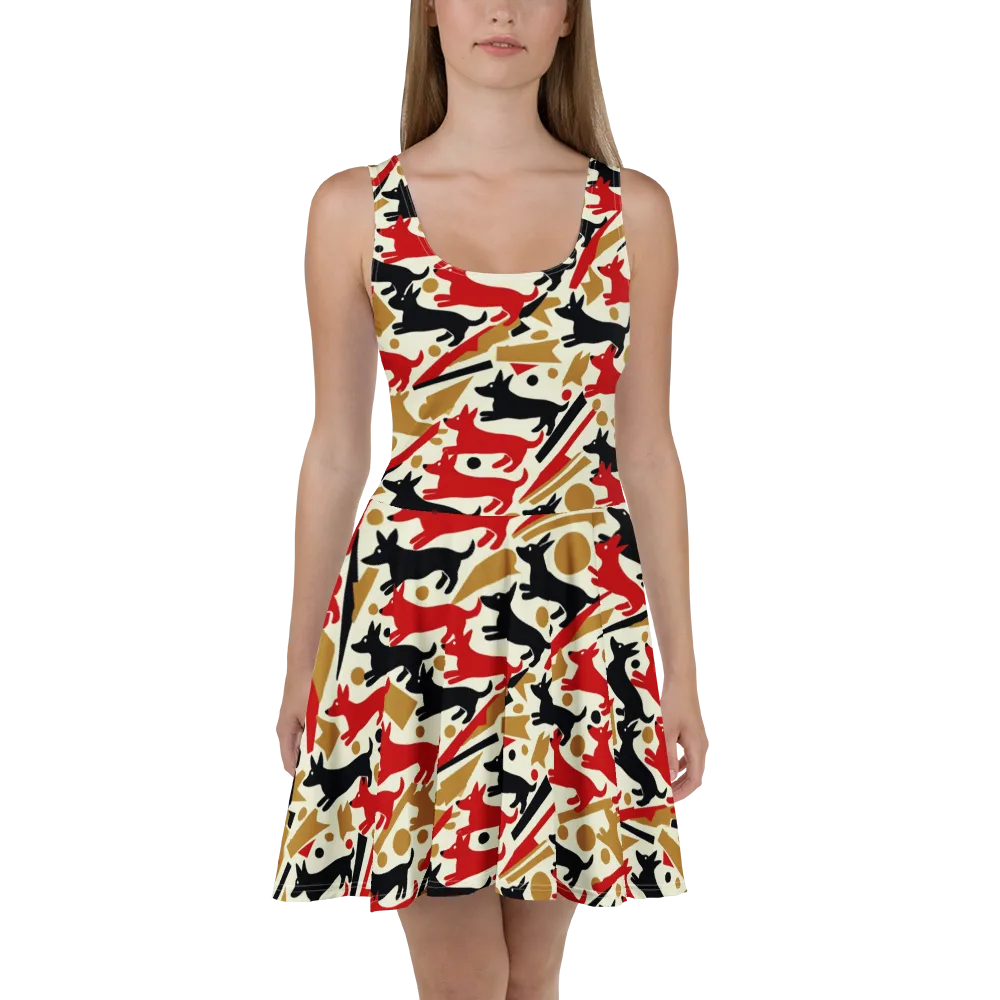 Redline Hounds on Skater Dress — Front