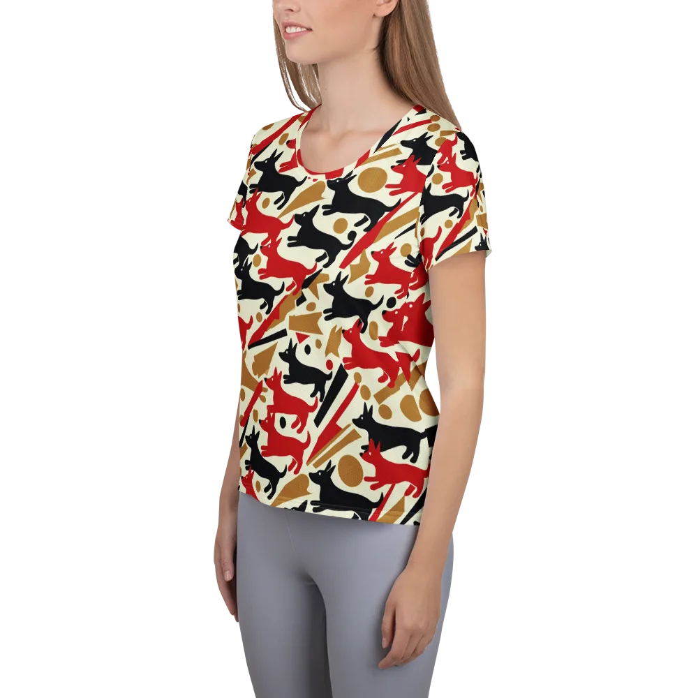 Redline Hounds on Women's Athletic T-Shirt — Left