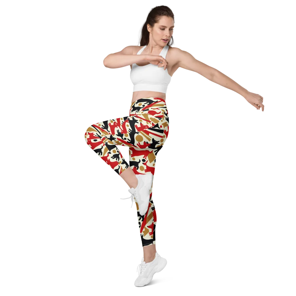 Redline Hounds on Leggings with Pockets — Left Front