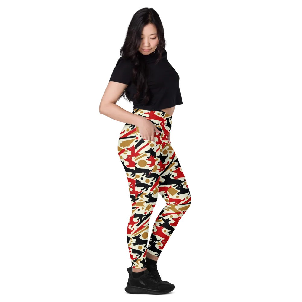 Redline Hounds on Leggings with Pockets — Right