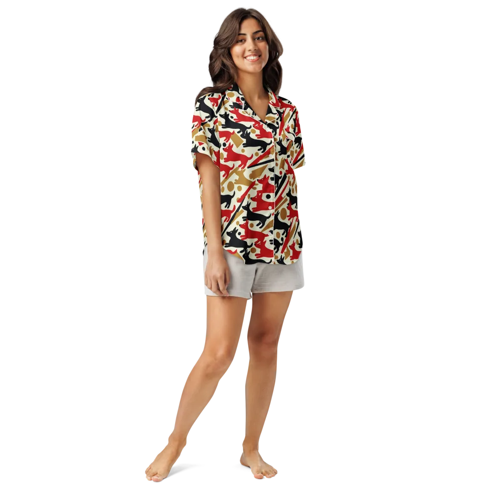 Redline Hounds on Women's Short Sleeve Pajama Top — Front