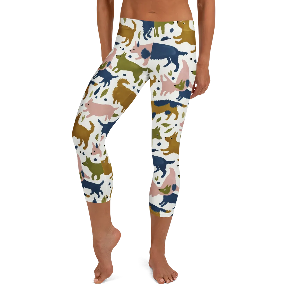 Woodland Zoom on Capri Leggings — Front