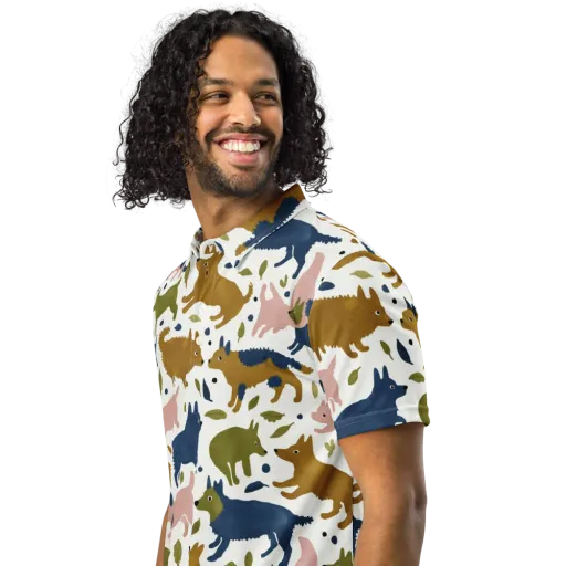 Woodland Zoom on a Men's Slim Fit Polo Shirt