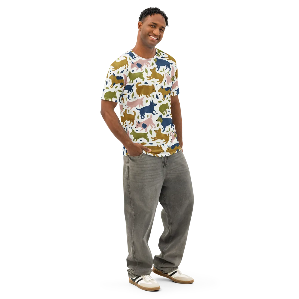 Woodland Zoom on Men's Cotton Crew Neck T-Shirt — Right Front
