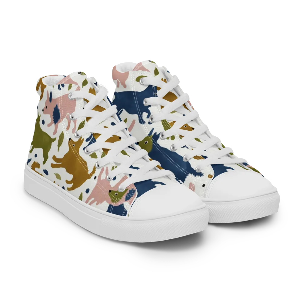Woodland Zoom on Men's High Top Canvas Shoes — Right Front