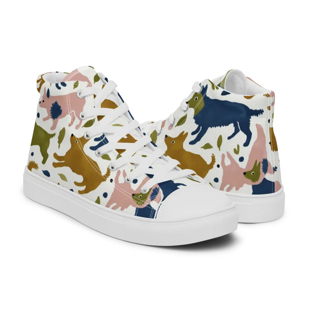 Woodland Zoom on Men's High Top Canvas Shoes — Right