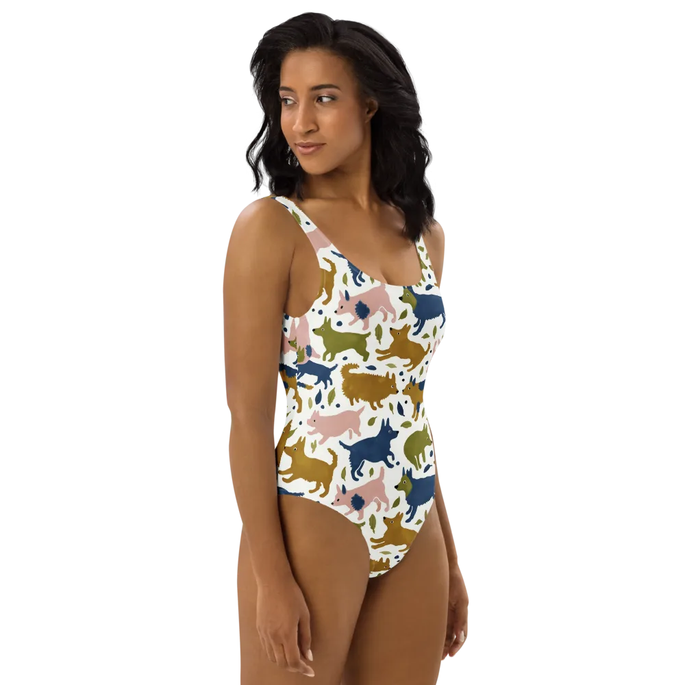 Woodland Zoom on One-Piece Swimsuit — Right