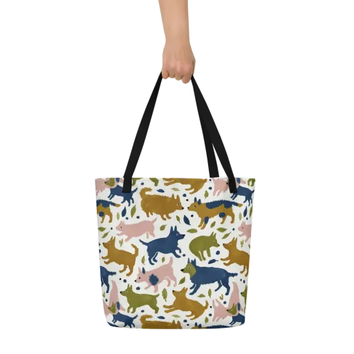 Woodland Zoom on a Large Tote Bag W/ Pocket