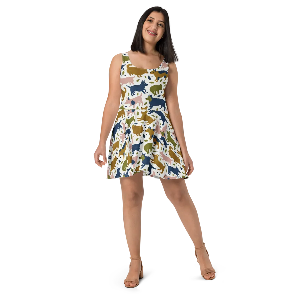 Woodland Zoom on Skater Dress — Front