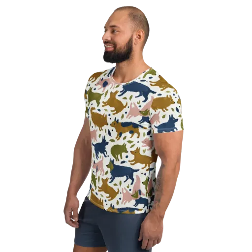 Woodland Zoom on a Men's Athletic T-Shirt