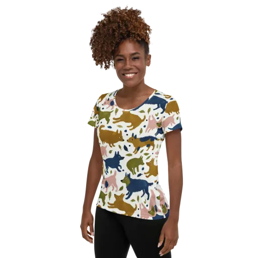 Woodland Zoom on a Women's Athletic T-Shirt