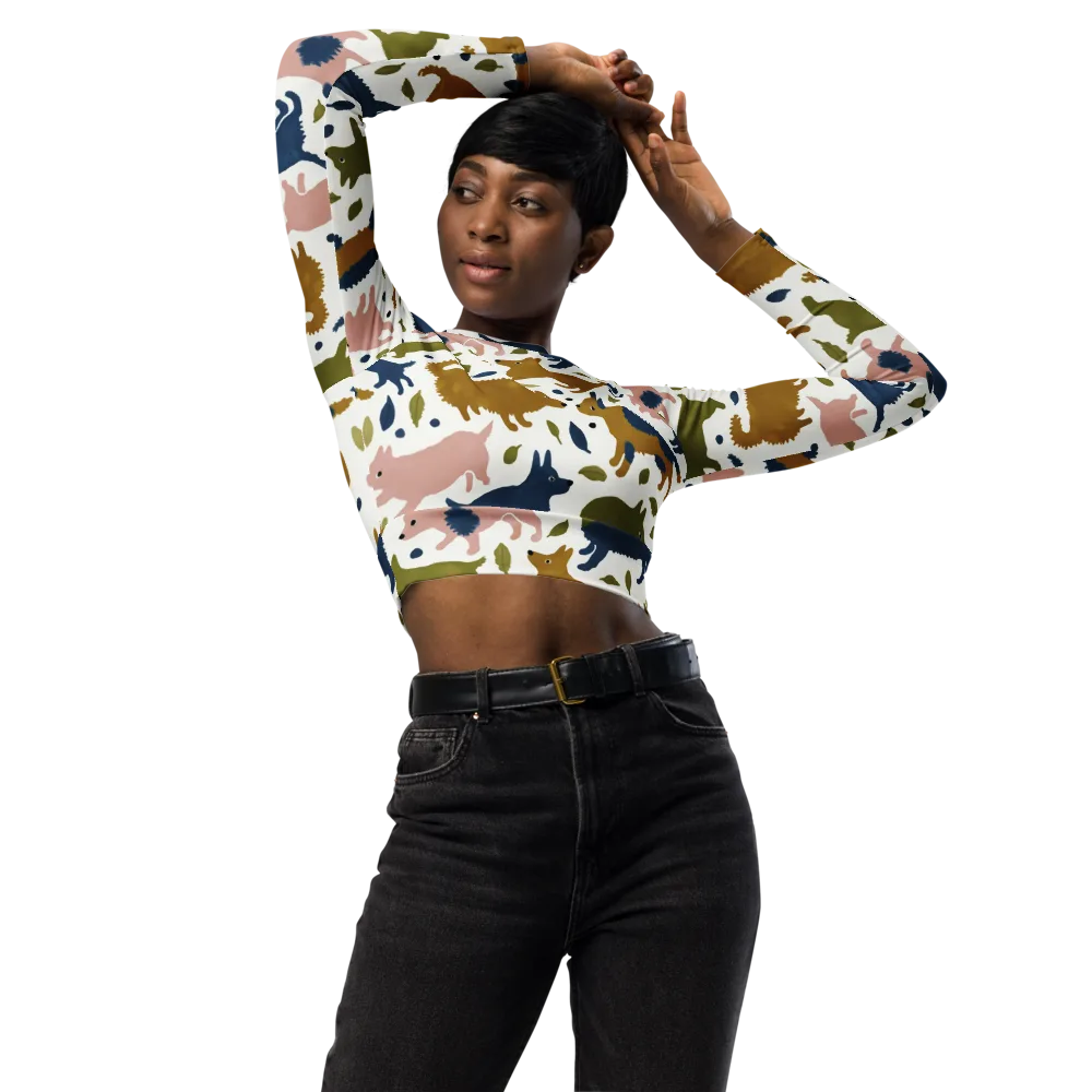Woodland Zoom on Long Sleeve Crop Top — Front