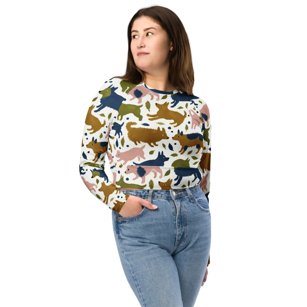 Woodland Zoom on Long Sleeve Crop Top — Front