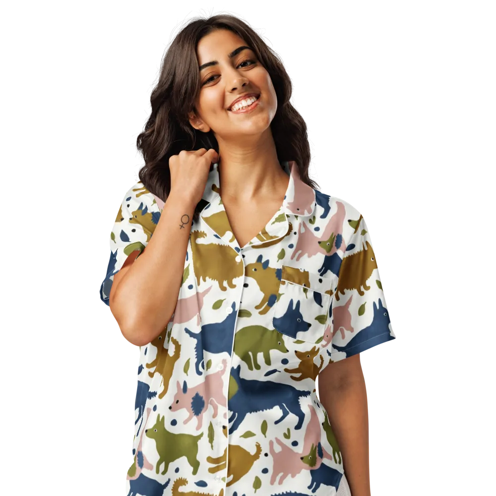 Woodland Zoom on Women's Short Sleeve Pajama Top — Front