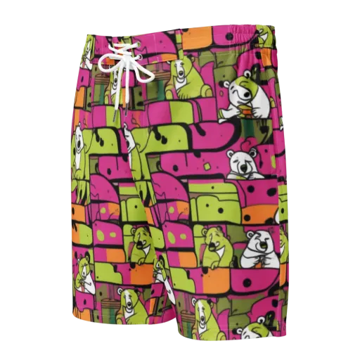 Neon Bear Blocks on a Men's Board Shorts