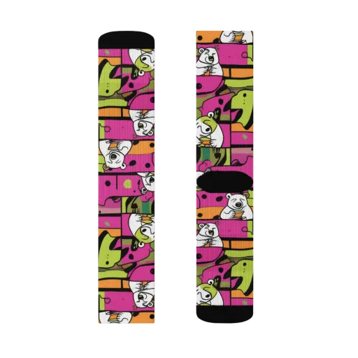 Neon Bear Blocks on a Socks