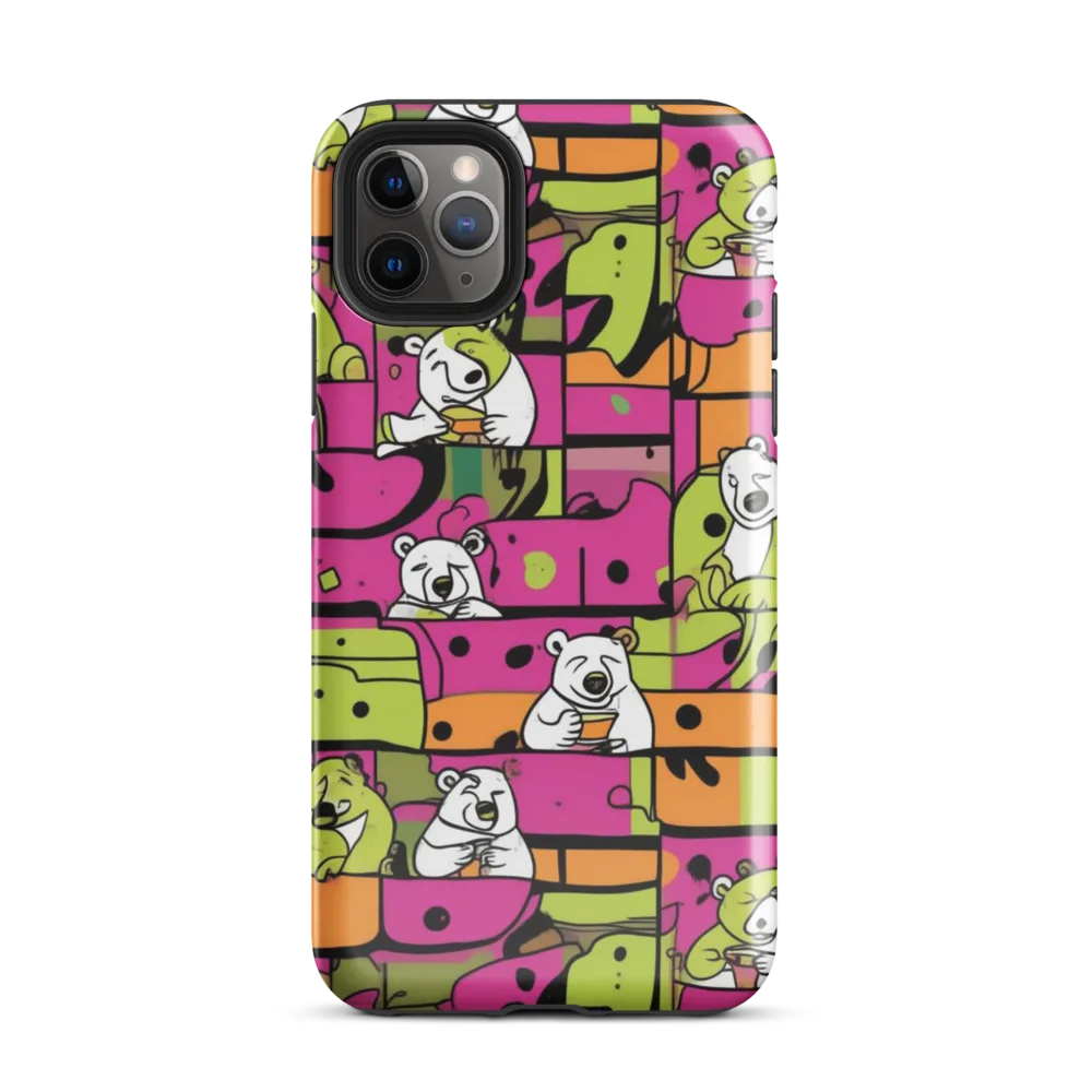 Neon Bear Blocks on Tough Case for iPhone® — Front