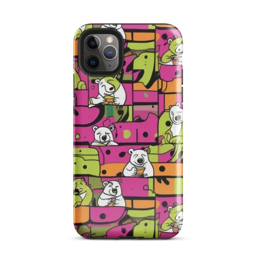 Neon Bear Blocks on a Tough Case for iPhone®