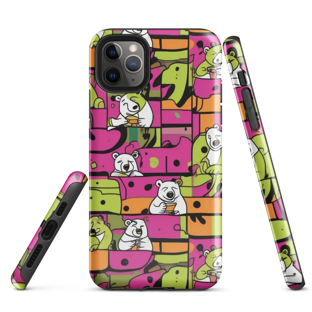 Neon Bear Blocks on Tough Case for iPhone® — Front